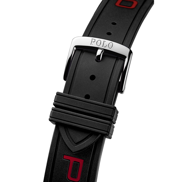 Polo-Uhrenarmband aus Gummi Polo Ralph Lauren in Schwarz/Rot-Polo 2