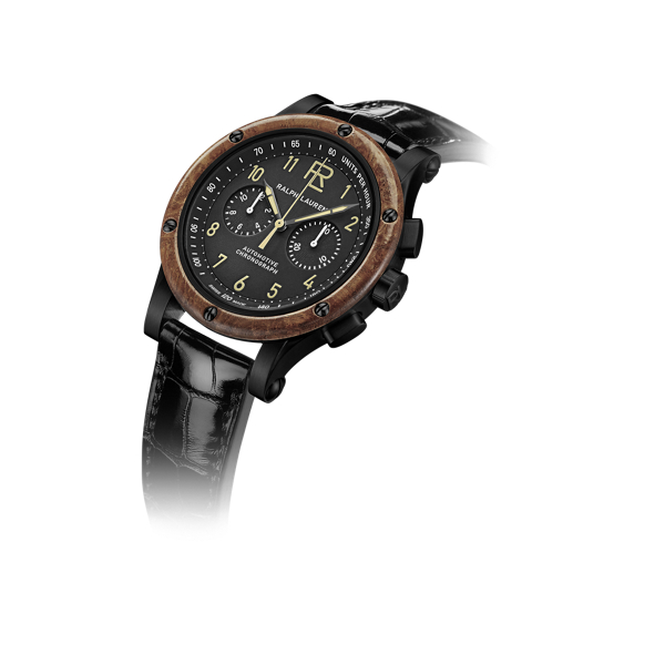 42 MM Chronograph Black Steel Wood Bezel