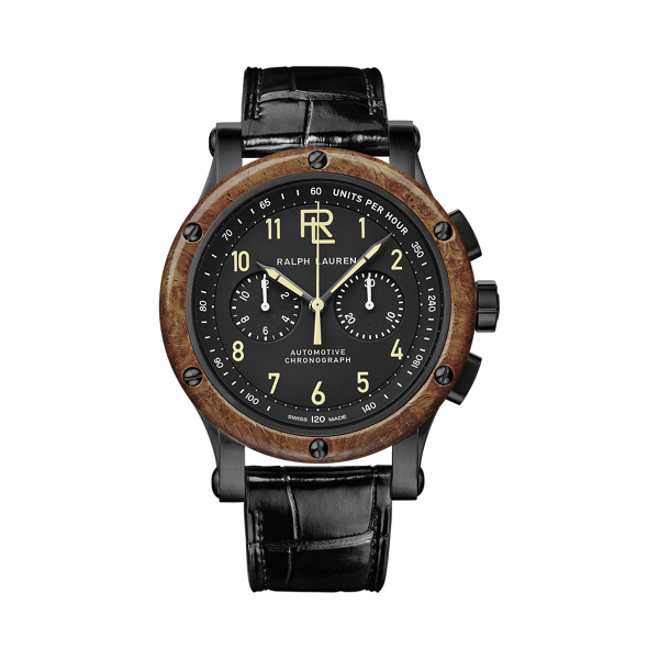 42 MM Chronograph Black Steel Wood Bezel