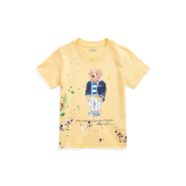 T-shirt de malha Polo Bear com padr&atilde;o de salpicos de tinta Boys 1.5-6 Years em 1