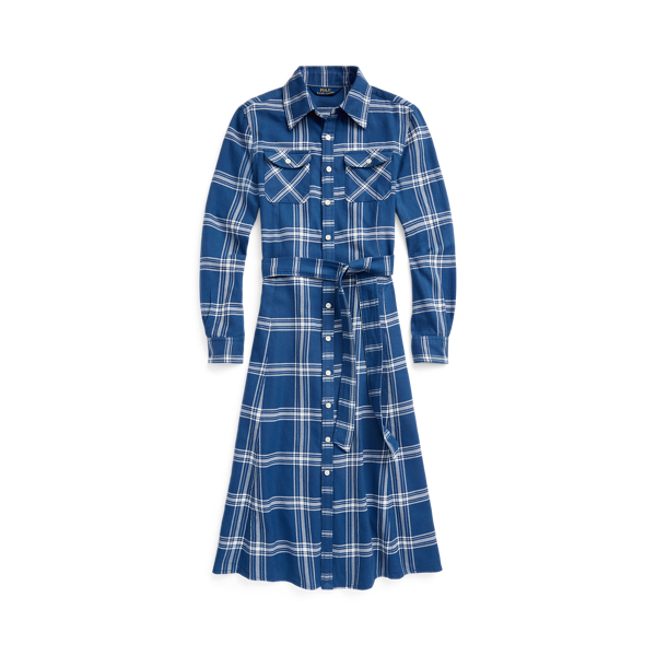 Plaid Cotton Twill Maxi Shirtdress Girls 7-14 Years 1