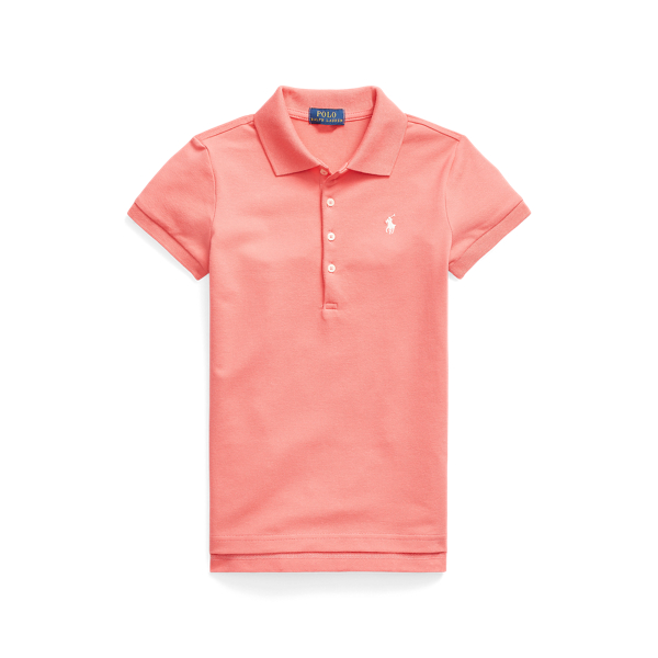 Stretch Cotton Mesh Polo Shirt Girls 7-14 Years 1