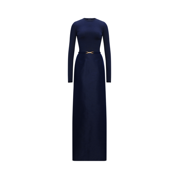 Deep Navy Nadeesha Knit-Faille Evening Gown Ralph Lauren Collection 2