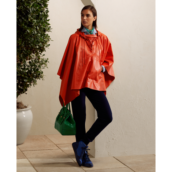 Bright Orange Brittani Lambskin Poncho Ralph Lauren Collection 4