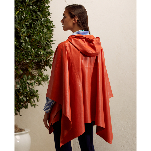 Bright Orange Brittani Lambskin Poncho Ralph Lauren Collection 5