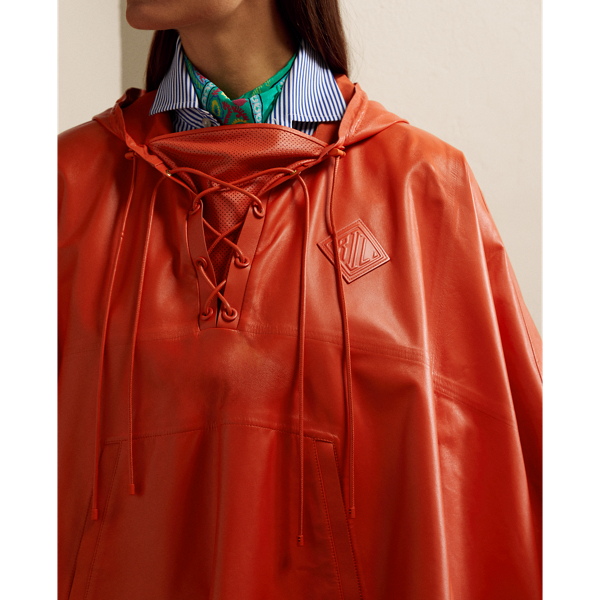 Bright Orange Brittani Lambskin Poncho Ralph Lauren Collection 6