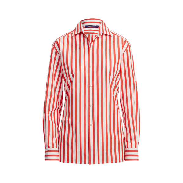 Orange/White Capri Striped Cotton Shirt Ralph Lauren Collection 1