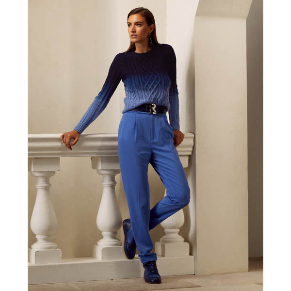 Blue Multi Ombr&eacute; Cable Cashmere Crewneck Sweater Ralph Lauren Collection 4