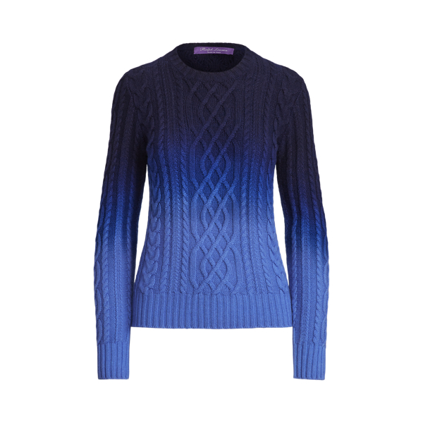 Blue Multi Ombr&eacute; Cable Cashmere Crewneck Sweater Ralph Lauren Collection 2