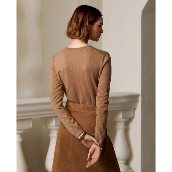 Pull col rond en cachemire Ralph Lauren Collection en M&eacute;lange camel 4