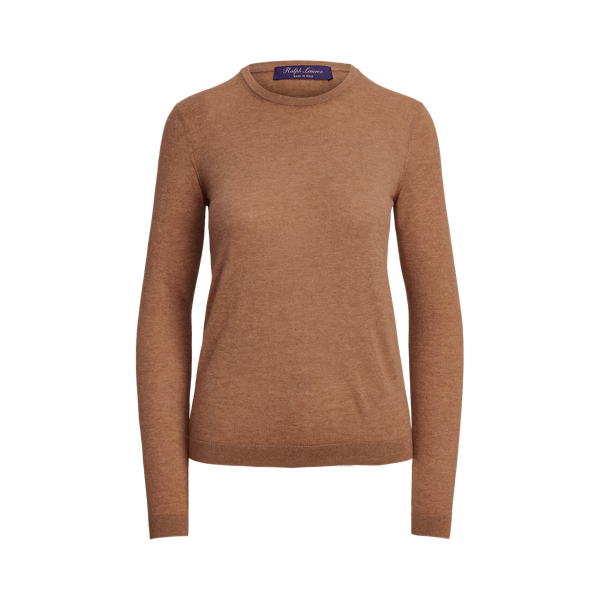 Pull col rond en cachemire Ralph Lauren Collection en M&eacute;lange camel 2
