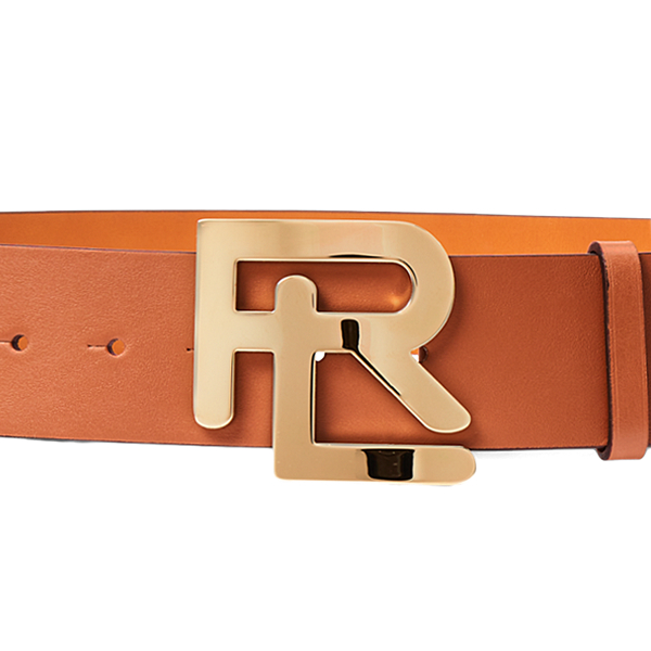 Brede RL-riem van kalfsleer Ralph Lauren Collection in Goud 2