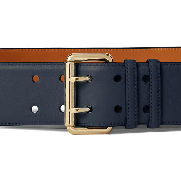 Marine Navy Calfskin Double-Prong Belt Ralph Lauren Collection 2