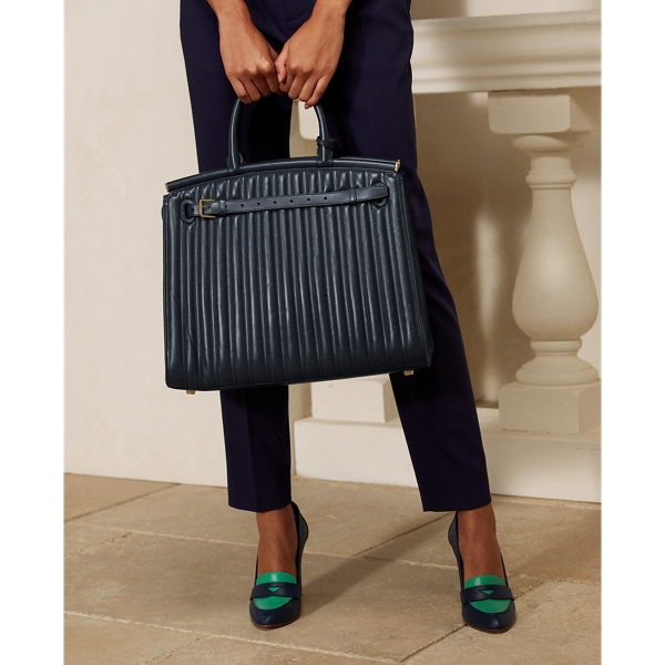 Marine Navy RL50 Quilted Calfskin Large Bag Ralph Lauren Collection 7