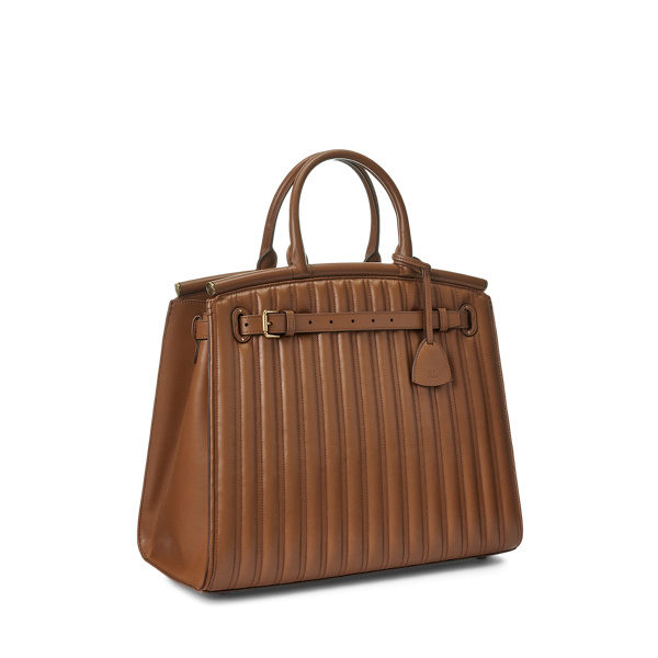 Bolso RL50 grande de piel acolchado Ralph Lauren Collection en Dorado 3