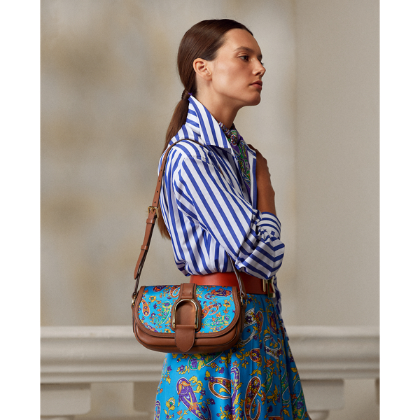 Sac port&eacute; &eacute;paule Welington en vachette Ralph Lauren Collection en Turquoise multi 7