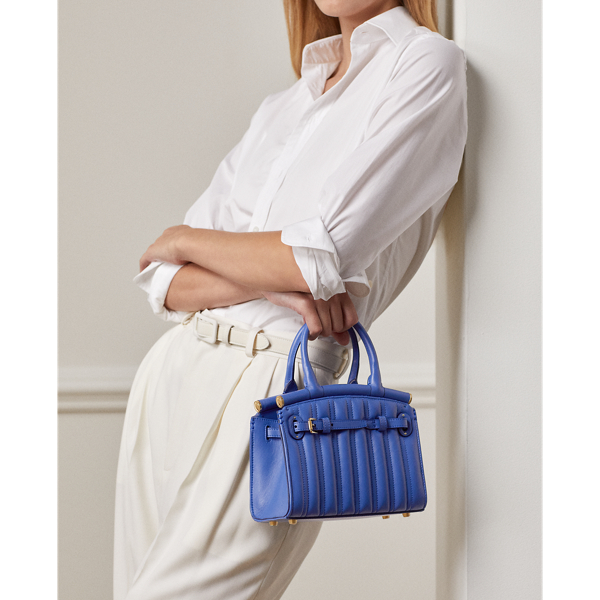 Medium Blue RL50 Quilted Calfskin Mini Bag Ralph Lauren Collection 7