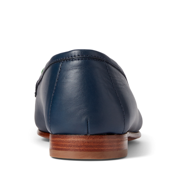Mocassini Halle in vitello Ralph Lauren Collection in Blu navy marino/Giallo 3
