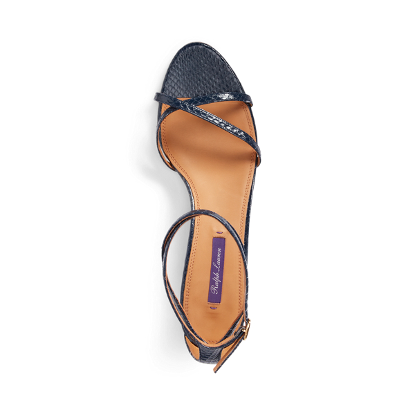 Marine Navy Pearlina Ayers Snakeskin Heeled Sandal Ralph Lauren Collection 4