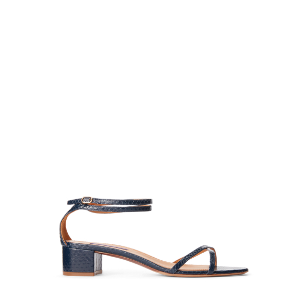 Marine Navy Pearlina Ayers Snakeskin Heeled Sandal Ralph Lauren Collection 1