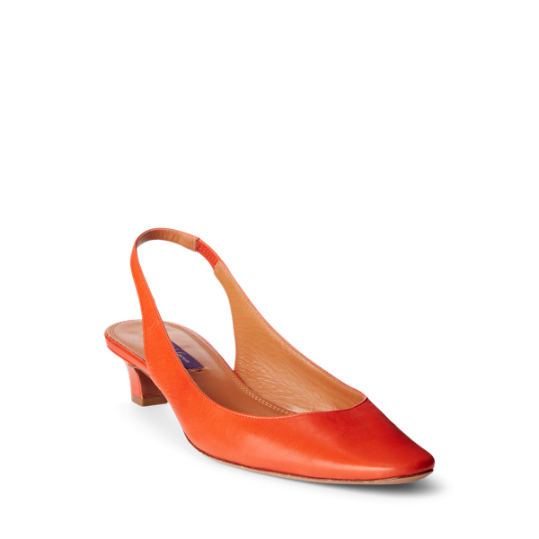 Bright Orange Kels Leather Slingback Ralph Lauren Collection 2