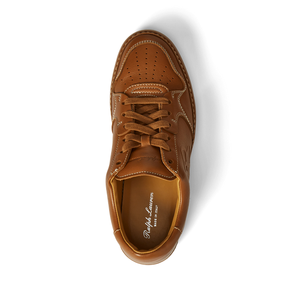 Baskets basses Jinett en vachette Ralph Lauren Collection en Or 4