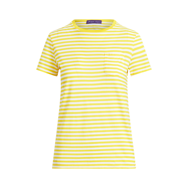 T-shirt &agrave; col rond ray&eacute; avec poche Ralph Lauren Collection en 1