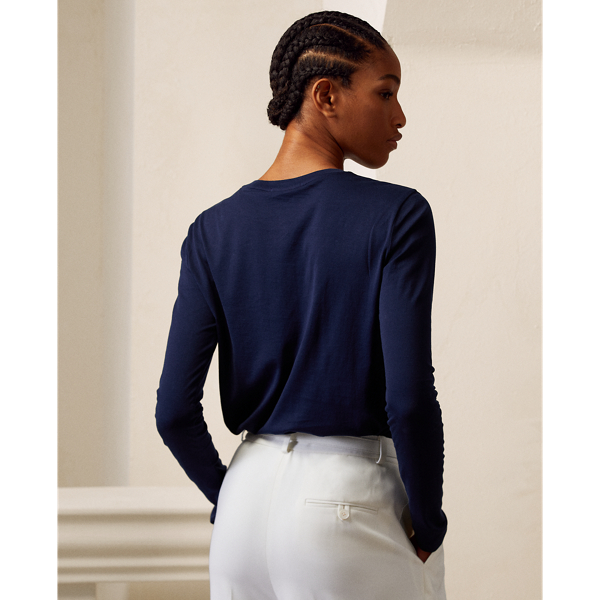 Lux Navy Logo Cotton Jersey Long-Sleeve T-Shirt Ralph Lauren Collection 5