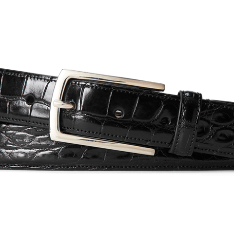 Мужской ремень Ralph Lauren Alligator, цвет: Чёрный