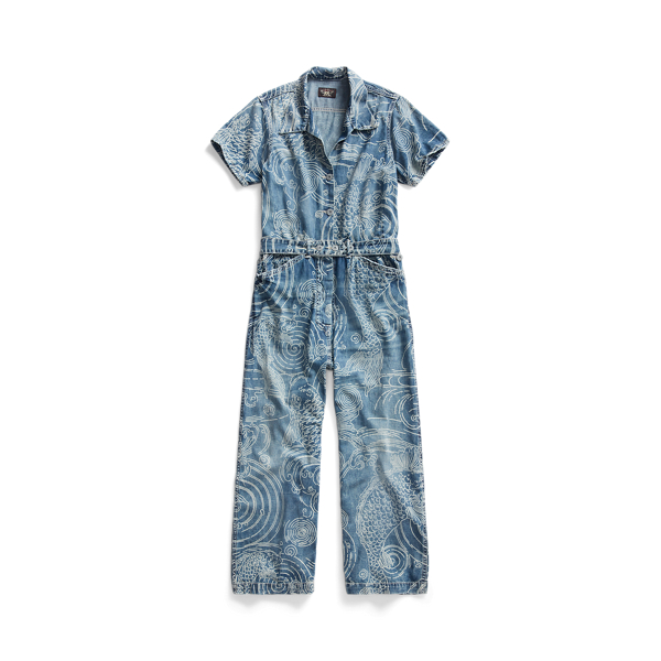 Indigo Koi-Print Denim Coverall RRL 1
