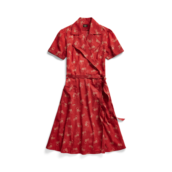 Vestido cruzado de algod&oacute;n estampado RRL en 1