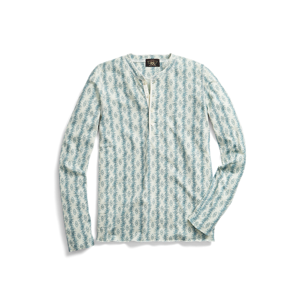 Henley de malha de algod&atilde;o floral RRL em 1