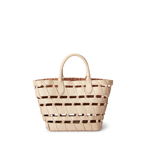 Leather Large Open Basket Weave Tote