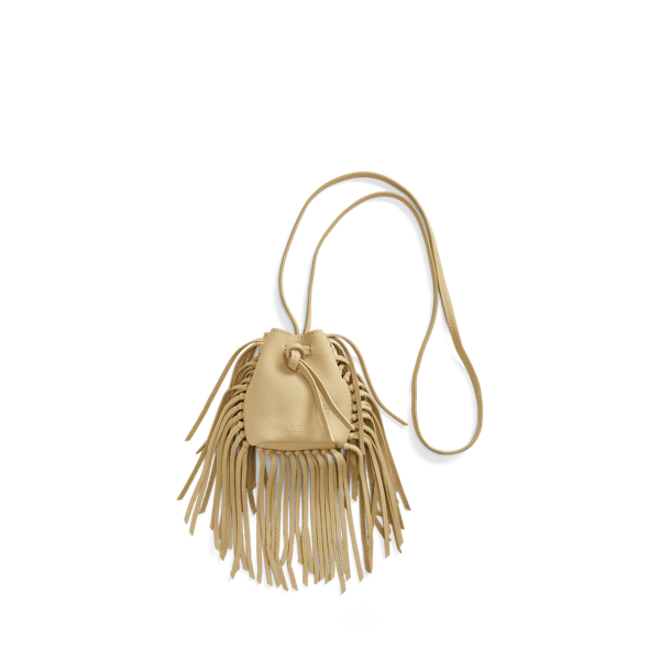Leren mini-crossbodytas met franjes