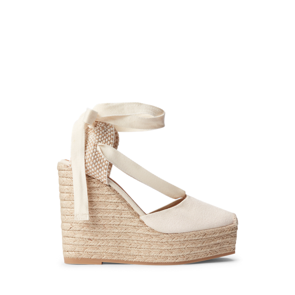 【大人気】POLO RALPH LAUREN ★ 夏に Canvas Wedge Espadrille Canvas Wedge Espadrille