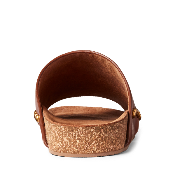 Claquettes &agrave; rivets en vachette Polo Ralph Lauren en Cuir cuoio 3