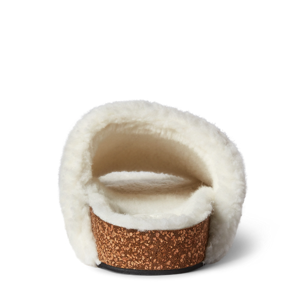 Cream Fleece Rivet Slide Sandal Polo Ralph Lauren 3