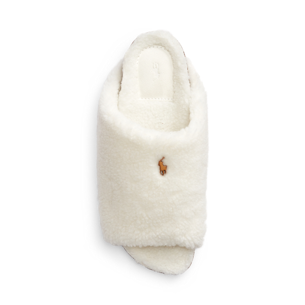 Cream Fleece Rivet Slide Sandal Polo Ralph Lauren 4