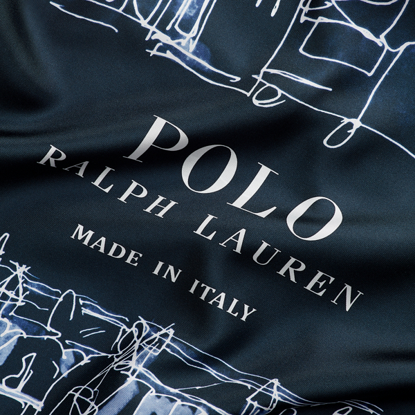 Navy Milan Graphic Silk Twill Scarf Polo Ralph Lauren 3