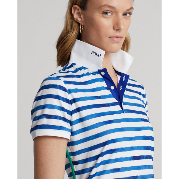 Polo performance ray&eacute; en jersey Ralph Lauren Golf en Rayure artistique bleue 6