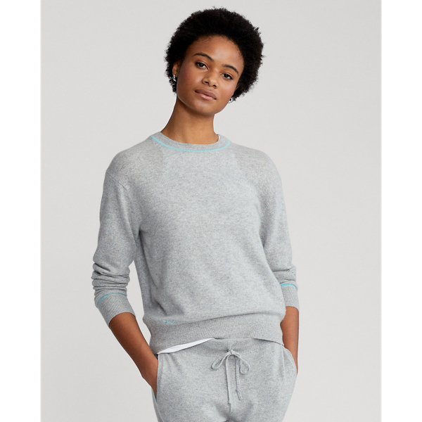 Light Grey Cashmere Crewneck Jumper RLX Golf 1