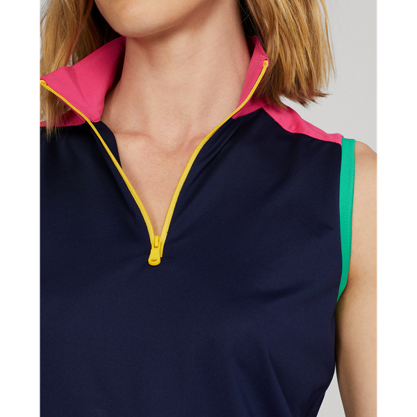 Polo smanicata con cerniera RLX in Refined Navy Multi 6