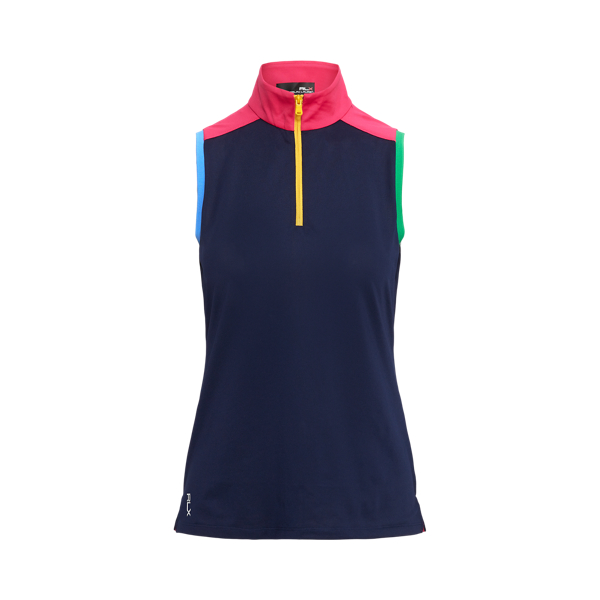 Polo smanicata con cerniera RLX in Refined Navy Multi 2