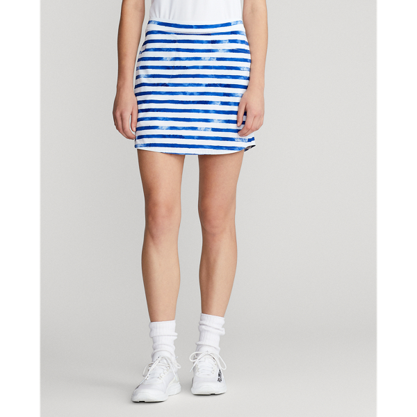 Blue Painted Stripe Watercolour-Stripe 4-Way Stretch Skort RLX 4