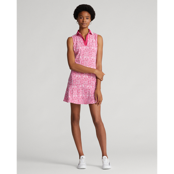 Bright Pink Fish Performance Interlock Polo Dress RLX 4