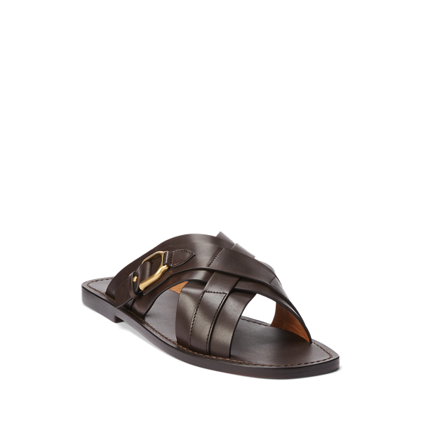 Dark Brown Welington Calfskin Slide Sandal Purple Label 2