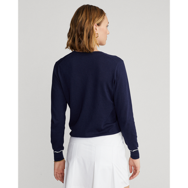 Refined Navy/White Cotton-Blend V-Neck Jumper Ralph Lauren Golf 5