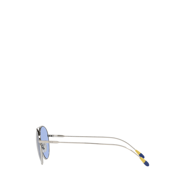 Shiny Silver Retro Round Metal Sunglasses Polo Ralph Lauren 3
