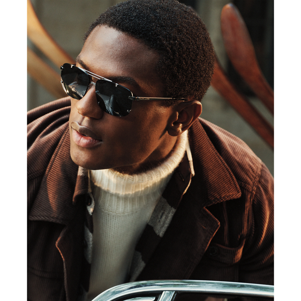 Shiny Gun Metal Automotive Metal Pilot Sunglasses Ralph Lauren 5