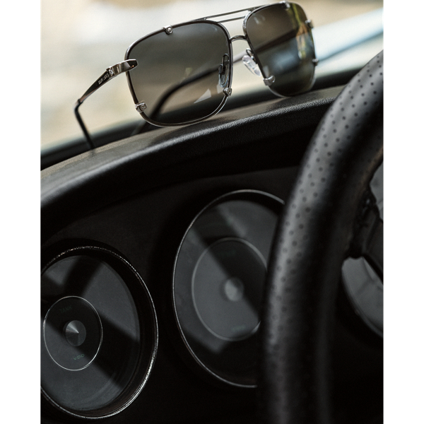 Shiny Gun Metal Automotive Metal Pilot Sunglasses Ralph Lauren 6